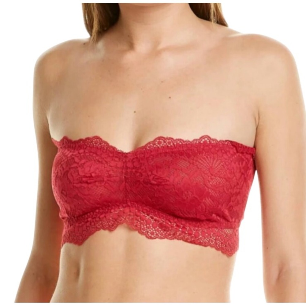 Free People Intimately Lacey Looks Bandeau Bra Burgundy Lace XS NEW